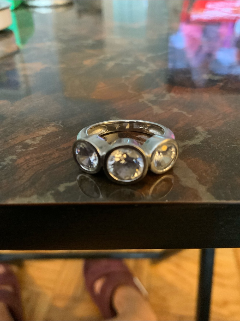 Sterling Silver Triple Round CZ Statement Ring - Silver - Picture 2 of 5